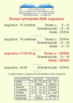 2026. augusztusi nyitvatartás