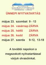 Pünkösdi nyitvatartás