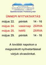 Pünkösdi nyitvatartás Kislak