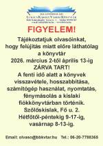 Felújítás miatt ZÁRVA!