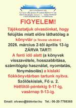 Felújítás miatt ZÁRVA!